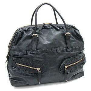 Gucci Sabrina handbag army green black leather ruffled Boston bag